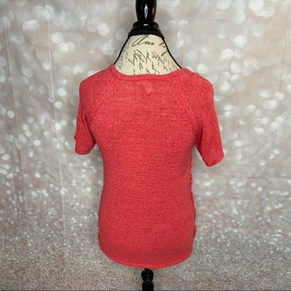 CHICO'S Coral Fringe Detail Top Size 0 - Picture 6 of 6